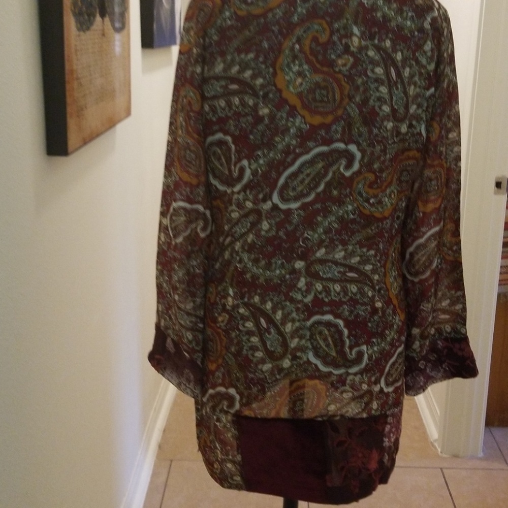 BOSTON Proper Tunic Top Burgundy 8/10 - Picture 4 of 6
